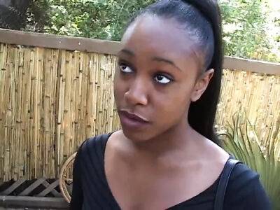 Huge cock hardly fits in young ebony babe's mouth and cunt - sunporno.com - Usa