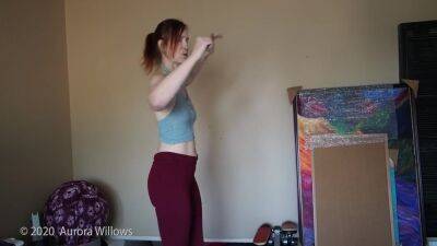 Red Head - Doing Yoga In Sexy Red Yoga Pants - hclips.com - Usa