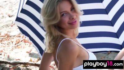 Tali - Petite Ukrainian Blondie Eva Tali Exposes Her Big Natural Boobs Outdoor - upornia.com - Ukraine
