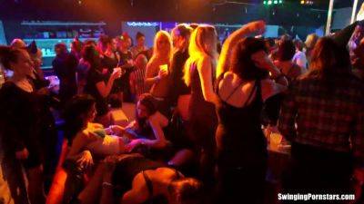Watch these hot babes get wild in a club, playing with each other's soft bodies - sexu.com