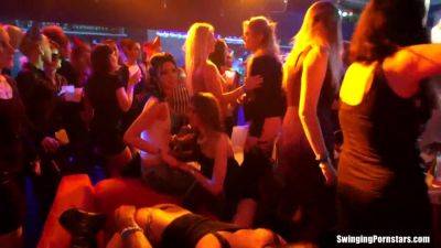 Watch these hot babes get wild in a club, playing with each other's soft bodies - sexu.com