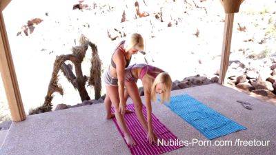 Innocent blonde lesbians take a yoga class and get hot and horny - sexu.com