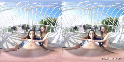Teenage cutie in virtual reality gets double-teamed & fucks like a pro - sexu.com - Russia