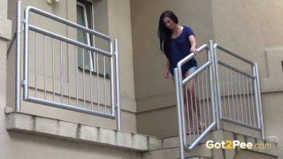 Watch this cute dark-haired teen get down and dirty with public peeing - sexu.com