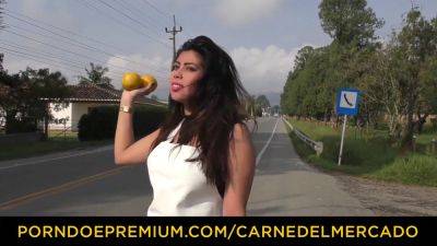 Carmen Lara, the sexy Colombian babe, tries on huge cocks in front of camera - sexu.com - Colombia