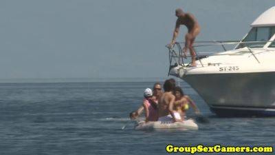 Watch these gorgeous beach babes take turns sucking and taking a cumshot - sexu.com
