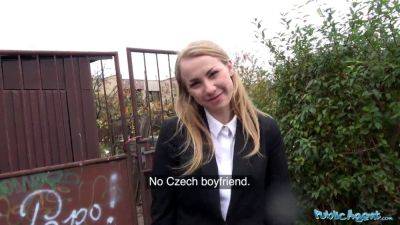 Cute Blonde Russian chick takes a hard pounding at roadside through her tights - sexu.com - Russia