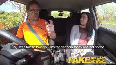 Hot newbie gets a surprise from her horny instructor in fake driving school - sexu.com - Britain