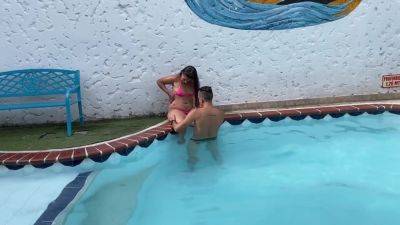 The Neighbor Leaves Her Husband At Home To Fuck The First See In The Pool - upornia.com