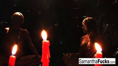 Samantha Saint - Samantha Saint & Victoria White: Two Blonde Babes Play With Wax & Candles - sexu.com