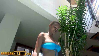 African Sex Trip - Oiled Big Black Tits Glistening While Riding Dick - hotmovs.com