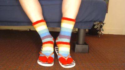 Fluffy Fuzzy Socks Flip Flops Shoeplay - hclips.com
